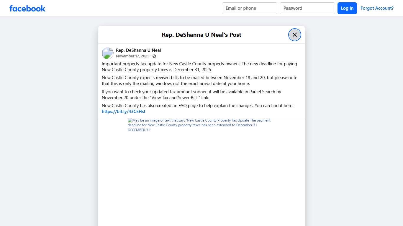 Important property tax update for... - Rep. DeShanna U Neal | Facebook