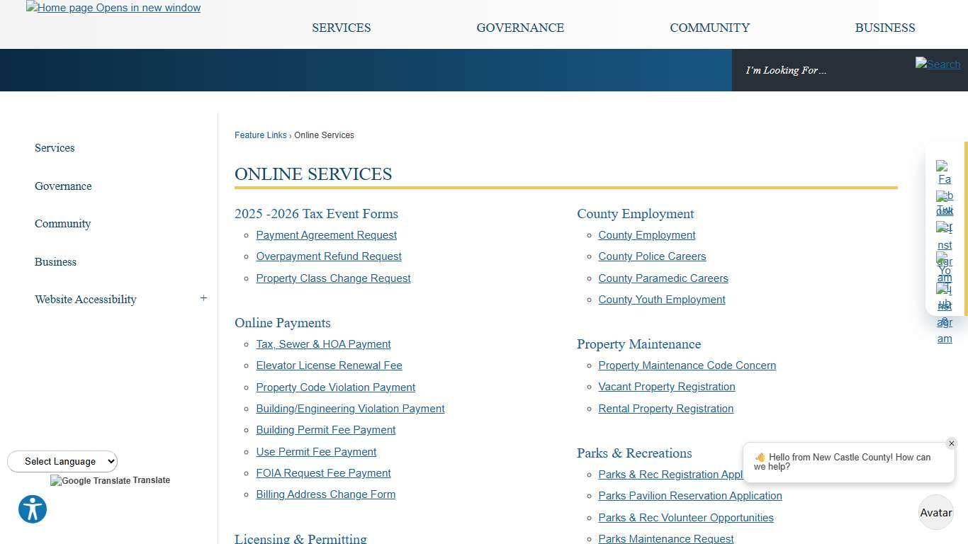 Online Services | New Castle County, DE - Official Website