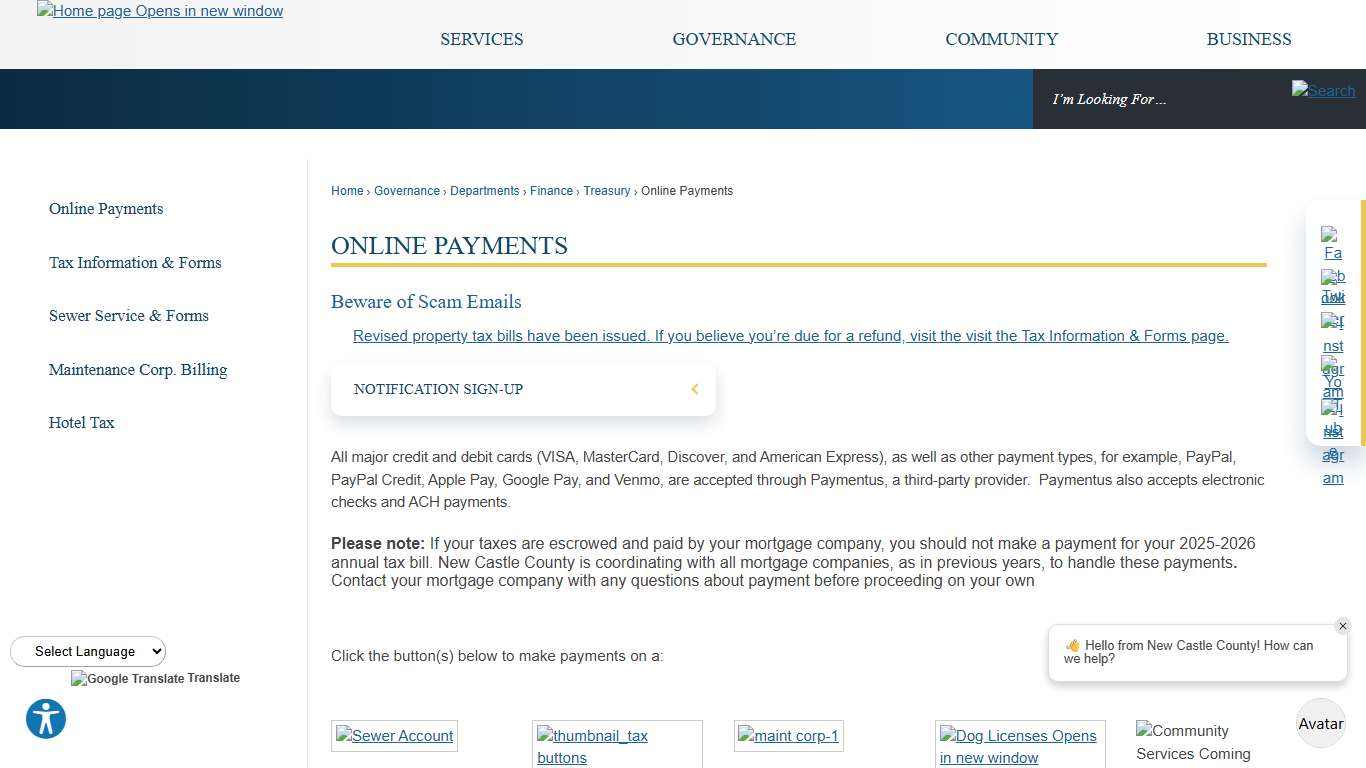 Online Payments | New Castle County, DE - Official Website